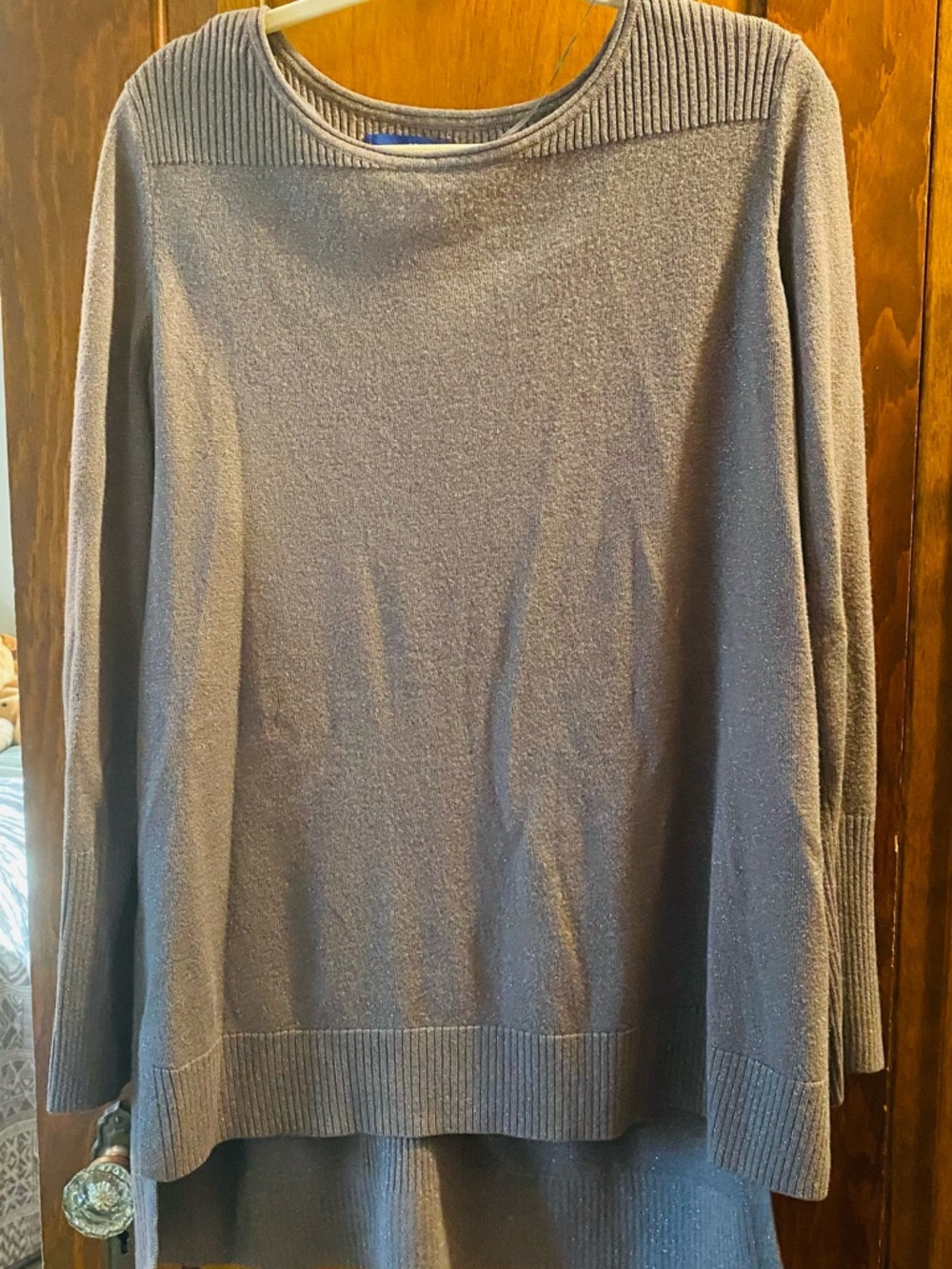 Apt. 9 Heather Gray Sparkling Rib-Trim Crewneck Sweater
